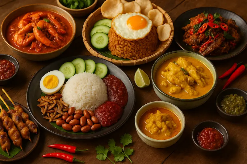 Malaysian food spread